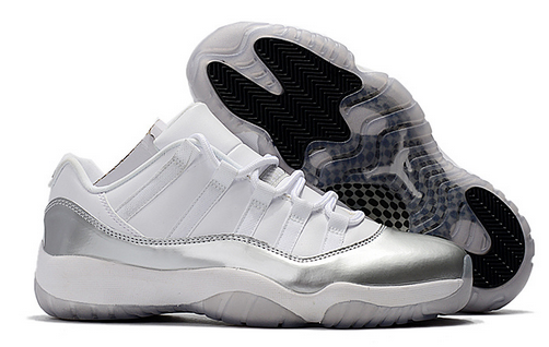 Air Jordan 11 Low White Metallic Silver Shoes - Click Image to Close